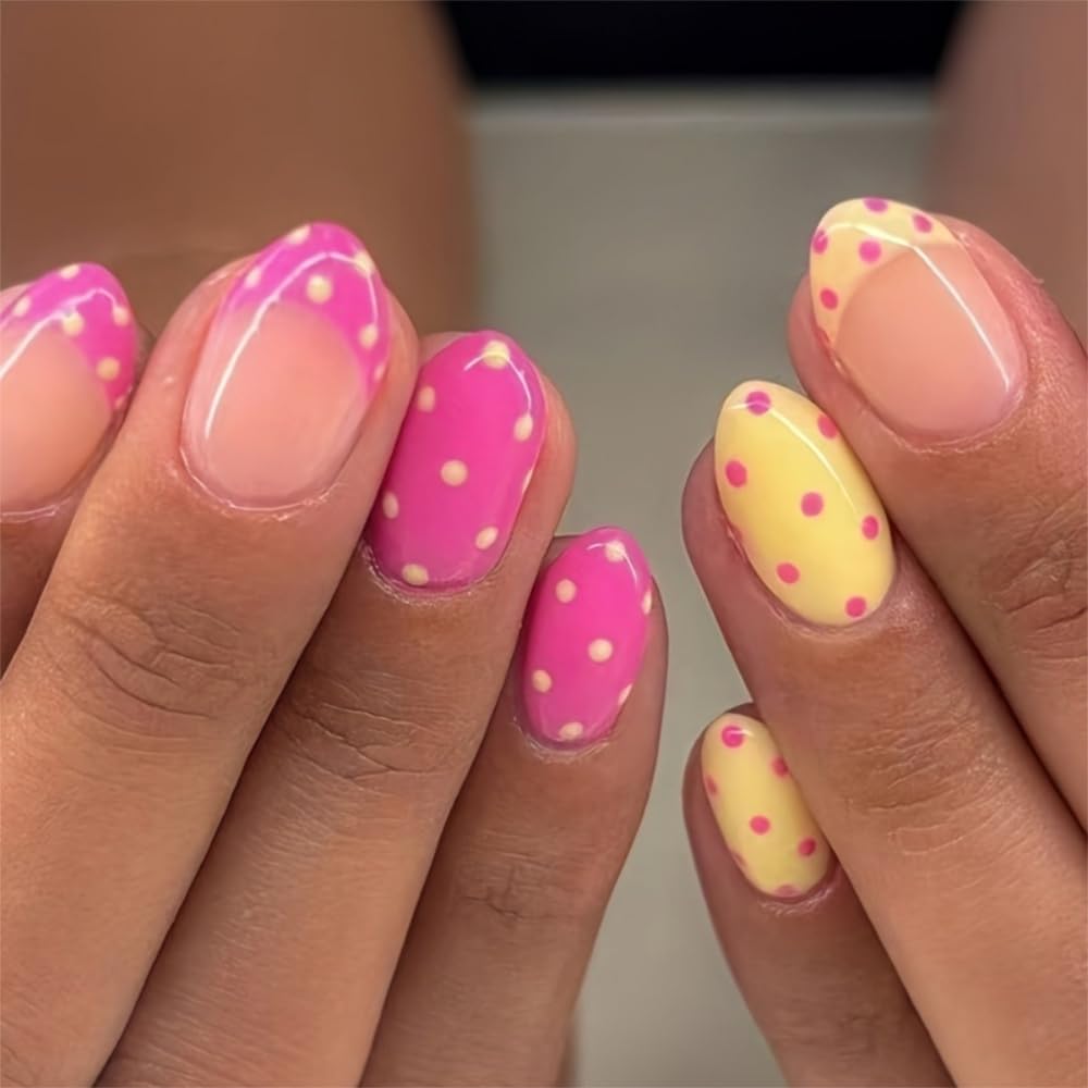 Almond Press on Nails Medium French Tip Fall Fake Nails with Brown Leopard Design Acrylic Nails Glossy False Nails Press ons Full Cover Glue on Nails for Women Manicure 24Pcs