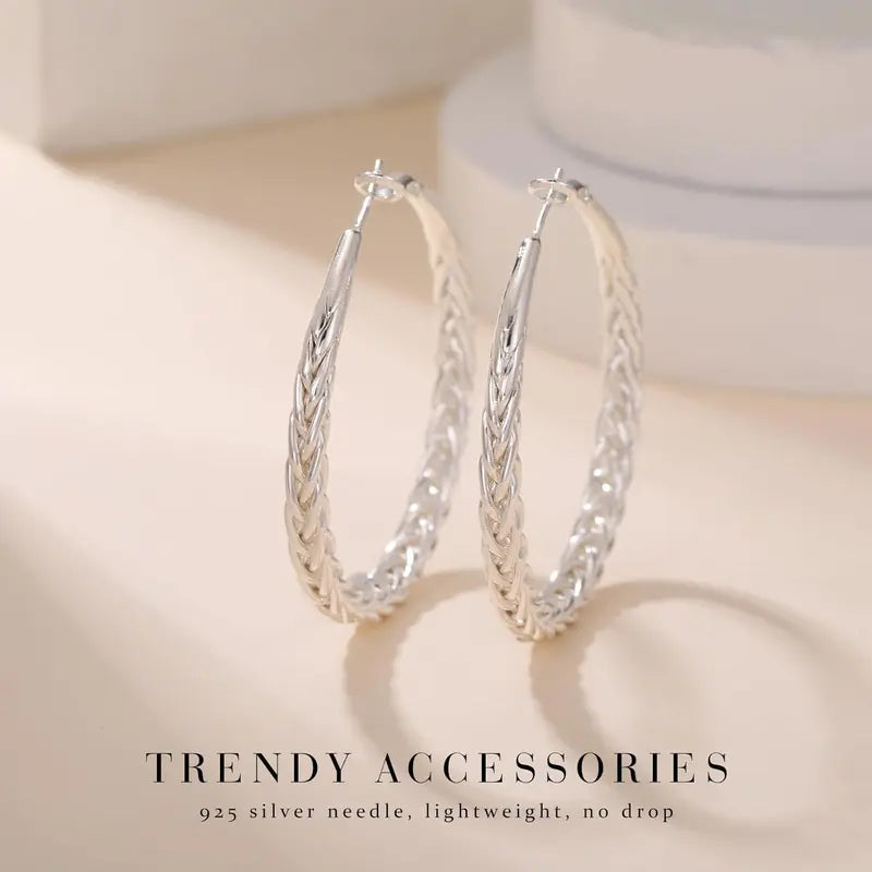 Women's 925 Sterling Silver Hypoallergenic Chunky Hoop Earrings - Lightweight Hoop Jewelry, 30/40/50MM Nickel-Free Metal Posts, Multi-Size Adult Female Fashion Earrings, Gift-Ready Lasting Color Summerwins Jewelry