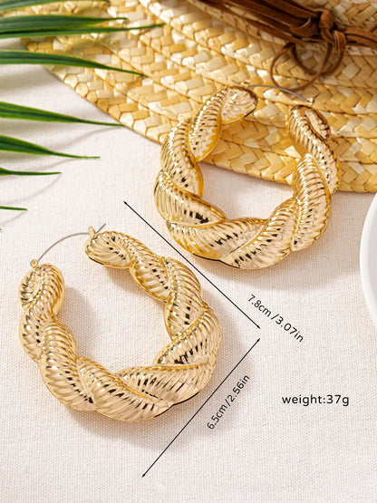 Fashion Classic Twist Rope Alloy Earrings, Fashionable Hoop Shape Earrings for Women, Perfect for Daily Wear and Holidays, Stylish and Unique Jewelry Accessories
