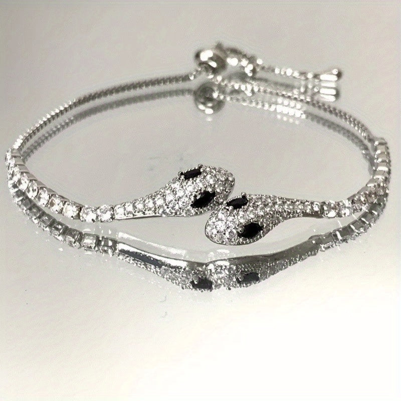 Individual Zirconia Snake Flower, Light Luxury Premium Feel Serpent Bangle, Women'S Fashion Temperament Niche Design Hand Jewelry