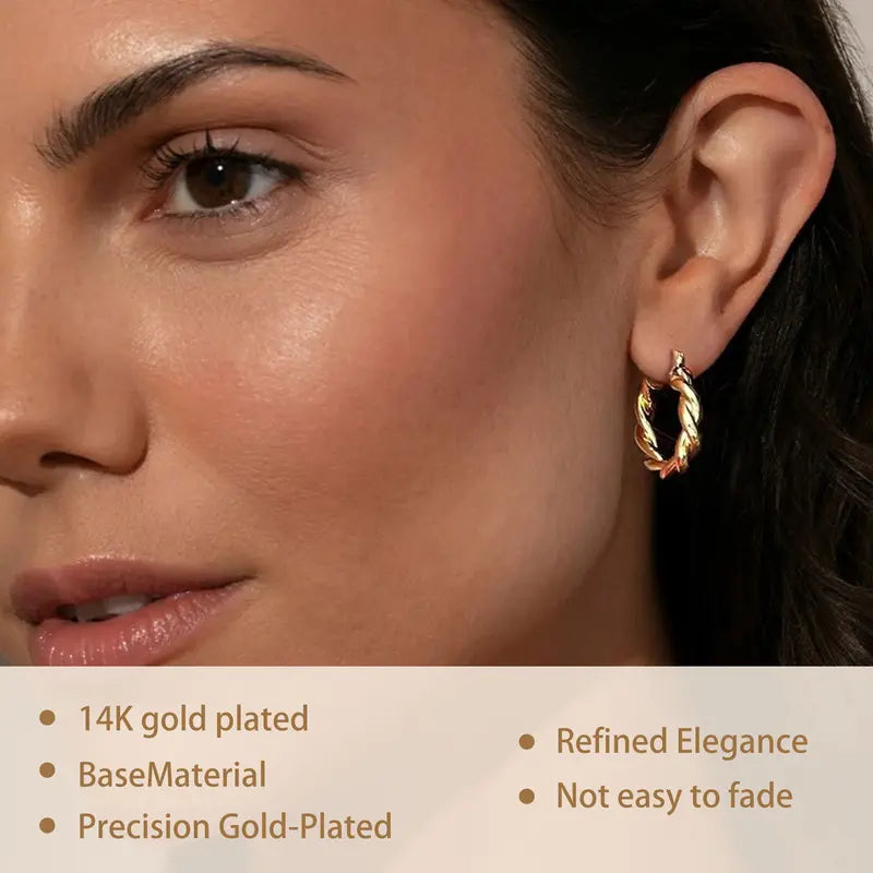 Turandoss 9 Pairs Gold Hoop Earrings for Women, Hypoallergenic Thick Lightweight Earring, 925 Sterling Silver Post 14K Real Gold Plated Chunky Hoop Earrings Set for Women for Jewelry Gifts