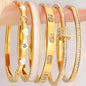 5PCS Elegant Fashion Bangle Bracelet Set Stackable Gold Bangle Bracelet Set for Women - Fashionable Eternal Lightweight Bangle with Pink Friendship & Love Heart Bracelet Jewelry Gift for Her for Parties, Gatherings and Birthday Gifts