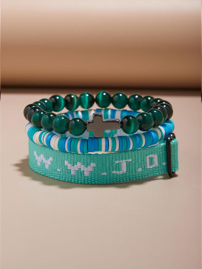 Wwjd Beaded Bracelet With Cross Charm, Exquisite Religious Jewelry Gift For Birthday, Cross Bracelets