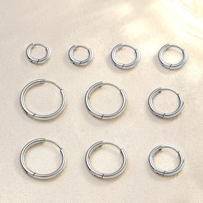 ENVYOU CZ 316L Surgical Steel Circular Huggie Hoops Earrings Set - 5 Pairs, Corrosion Resistant, Hypoallergenic, Lightweight Minimalist, Flexible Clasp Sleepers for Women (6/8/10/12/14mm, Sensitive Ears Friendly, Ear Stacking, Men's Accessories)