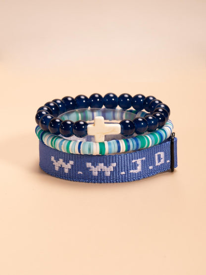 Wwjd Beaded Bracelet With Cross Charm, Exquisite Religious Jewelry Gift For Birthday, Cross Bracelets