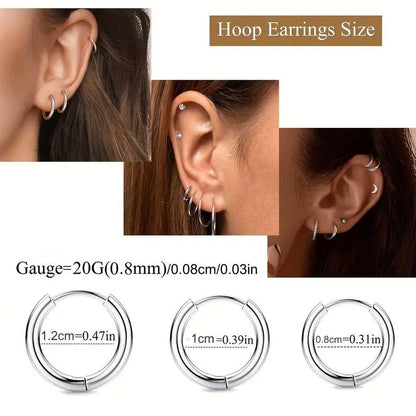 8 Pairs Surgical Steel Earrings for Sensitive Ears Hypoallergenic 20G Stainless Steel Stud Hoop Earrings for Women Men Small Opal Ball CZ Surgical Steel Flat Back Earrings Cartilage Earrings Hoop Stud