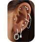CASSIECA 8Pairs Earrings Stack Set for Women Gold Plated Hypoallergenic Chain Cartilage Pieces Silver Huggie Hoop Studs for Multiple Piercings Lightweight Jewelry For Women Sohochic