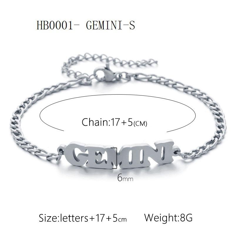 Women's 3:1 Fergal Constellation Bracelets for Women - Hypoallergenic Tarnish Proof Stainless Steel, Waterproof, English Letter Accents, Golden & Silvery Metal Chain Link, Zodiac Signs Female All Seasons Daily Wear Costume Jewelry
