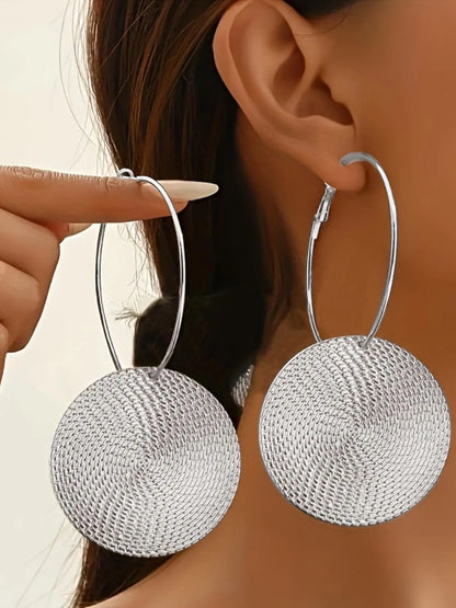 Fashionable Round Shaped Hoop Earrings, Circle Shape Earrings, Rounded Hoop Earrings, Stylish Jewelry, Fashion Jewelry for Party, Daily Clothing Decor, Trendy All-match & Exquisite Jewelry for Birthday Gift