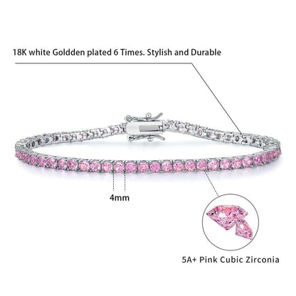 GEMSME Unisex Cubic Zirconia Brass Round Cut Waterproof Tennis Bracelet - Casual Jewelry for Women, Hiphop Chain Accessory, Anniversary/Birthday/Daily Gift for Him, High-Quality Sohochic Piece