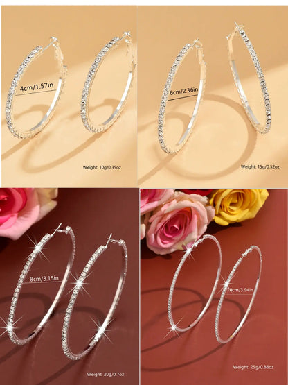 Women's Geometric Circle Earrings Set, Silver Color &, Casual Style, Elegant Hoop Earrings, All Season Wear, Perfect for Weddings & Parties, Hoop Earring Sets, Circle Shape Earrings, Fashionable Earrings, Earrings Hoops