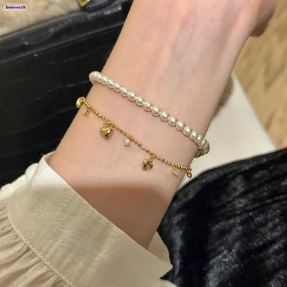 Women's Dainty Gold Bangle with Heart Charm & Tassel Pendant, Minimalist Stackable Fashionable Charm Bracelet, Love Bracelet, Meaningful Gifts for Women, Elegant Accessory