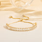 A Stylish And Minimalist Women'S Spring And Summer Tennis Bracelet Featuring a Pull-Out Design, Adorned with Sparkling Inlaid Cubic Zirconia. This Elegant Accessory Is Perfect for Everyday Wear, Valentine'S Day, Weddings, Christmas