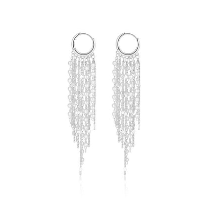 Tewiky 14K Gold Plated Long Tassel Earrings for Women,Chain Tassel Threader Earrings Trend Dangling,Trendy Hypoallergenic Bride Party Prom Jewelry and Women Gifts For Mother's Day gifts