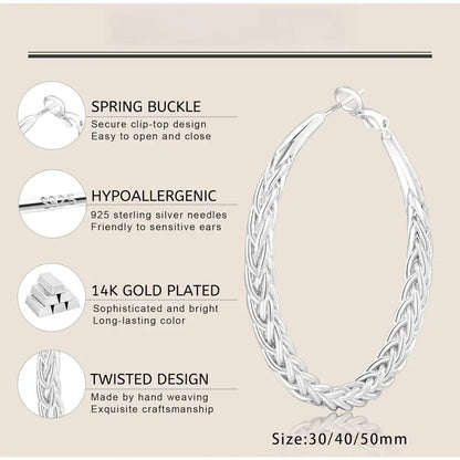 Women's 925 Sterling Silver Hypoallergenic Chunky Hoop Earrings - Lightweight Hoop Jewelry, 30/40/50MM Nickel-Free Metal Posts, Multi-Size Adult Female Fashion Earrings, Gift-Ready Lasting Color Summerwins Jewelry