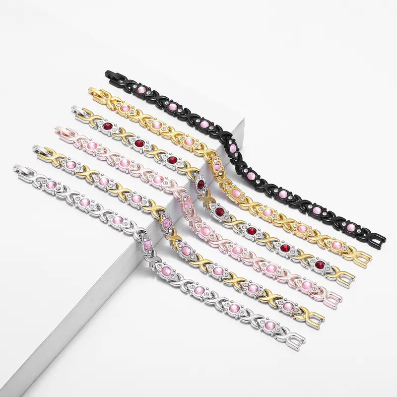 Women's leaf bracelet, pure copper magnetic bracelet with diamonds, outdoor fun, best gifts for Christmas,UU