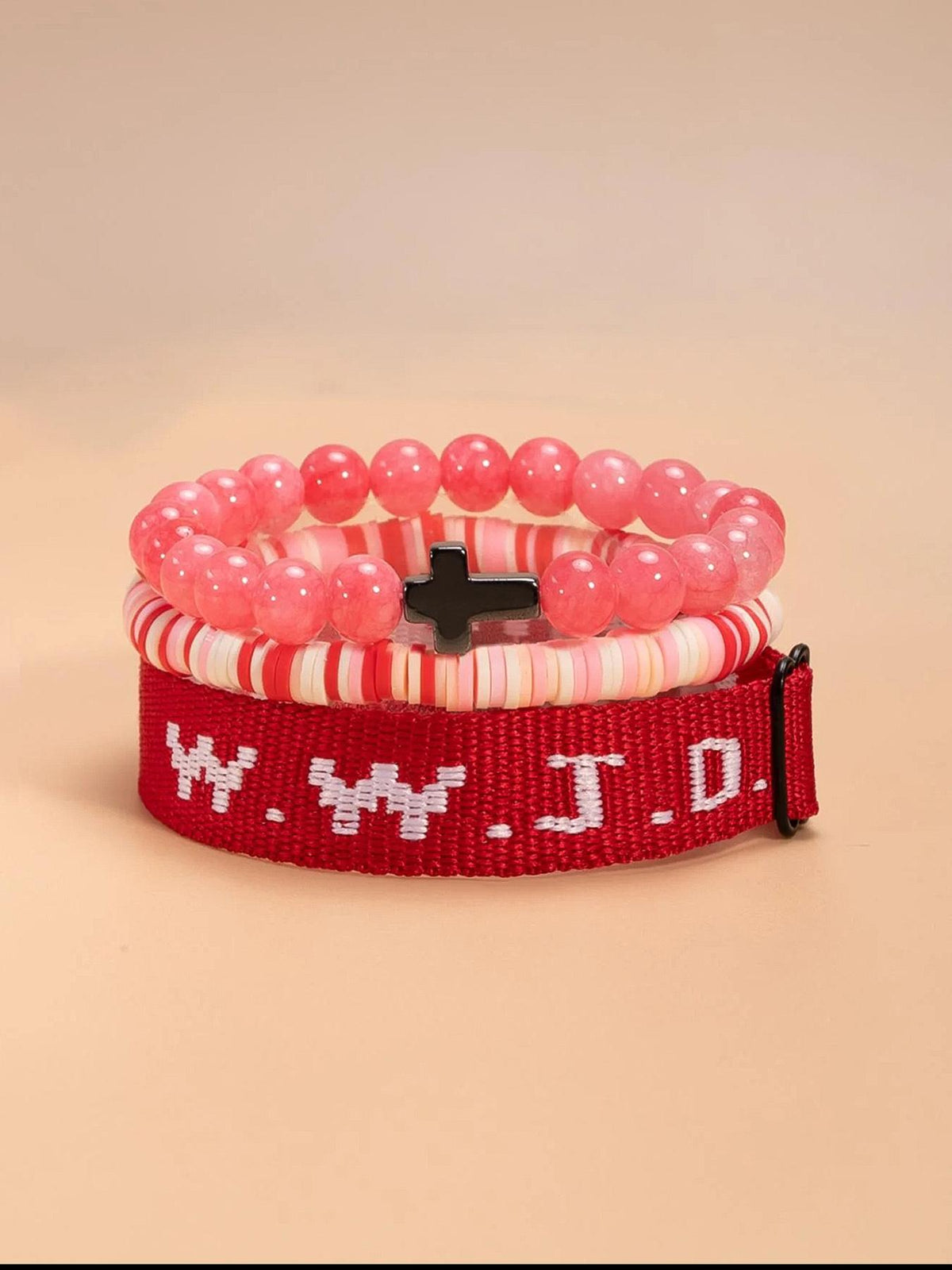 Wwjd Beaded Bracelet With Cross Charm, Exquisite Religious Jewelry Gift For Birthday, Cross Bracelets