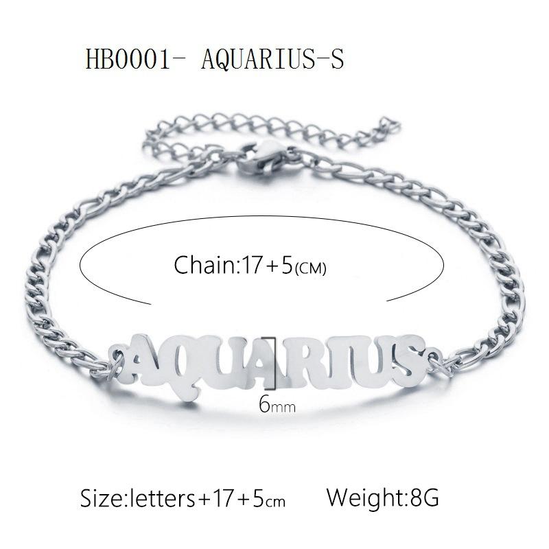 Women's 3:1 Fergal Constellation Bracelets for Women - Hypoallergenic Tarnish Proof Stainless Steel, Waterproof, English Letter Accents, Golden & Silvery Metal Chain Link, Zodiac Signs Female All Seasons Daily Wear Costume Jewelry