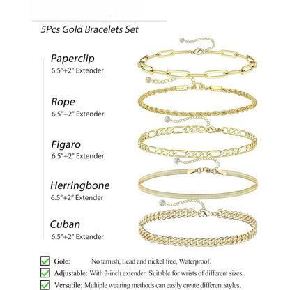 FREEKISS Bracelets For Women Jewelry Sets For Women Cute Tennis Bracelets For Fashion Cuban Link Paperclip Chain Dainty Bracelet Pack Gifts For Women Girls FallDealsForYou BlackFriday
