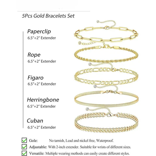 FREEKISS Bracelets For Women Jewelry Sets For Women Cute Tennis Bracelets For Fashion Cuban Link Paperclip Chain Dainty Bracelet Pack Gifts For Women Girls FallDealsForYou BlackFriday