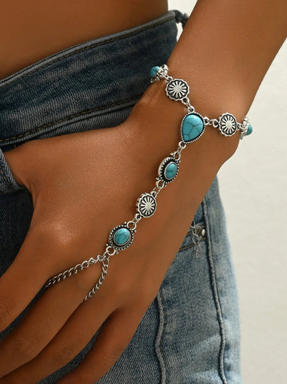 Women's Vintage Ethnic Style Bracelet, Elegant Jewelry Bracelet, Boho Style Bracelet, High Quality Bracelet, Summer Bohemian Design, Zinc Alloy Material, Geometric & Water Drop Patterns, Metal Finish, Bohemian Bracelets
