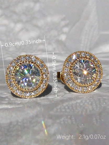 1 Pair Glamorous Cubic Zirconia Stud Earrings, Ear Studs, CZ Jewelry for Women, for Wedding, Engagement & Anniversary Party, Valentine's Day Gift