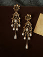 Vintage Palace Style Pearl Embellished Fringe Long Dangly Earrings, Dangle Earring, Elegant Ancient Style Women's Party Vacation Unique Earrings, Pair Earrings Jewelry