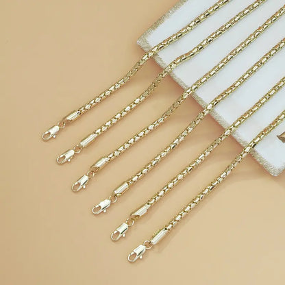Women's Dainty 14K Gold Plated Box Chain Bracelet - Thin Link Minimalist Stackable Jewelry Bracelets, Elegant Piece, Daily Wear, Thoughtful Birthday Gift with Shine, Anniversary-Ready Costume Accessory
