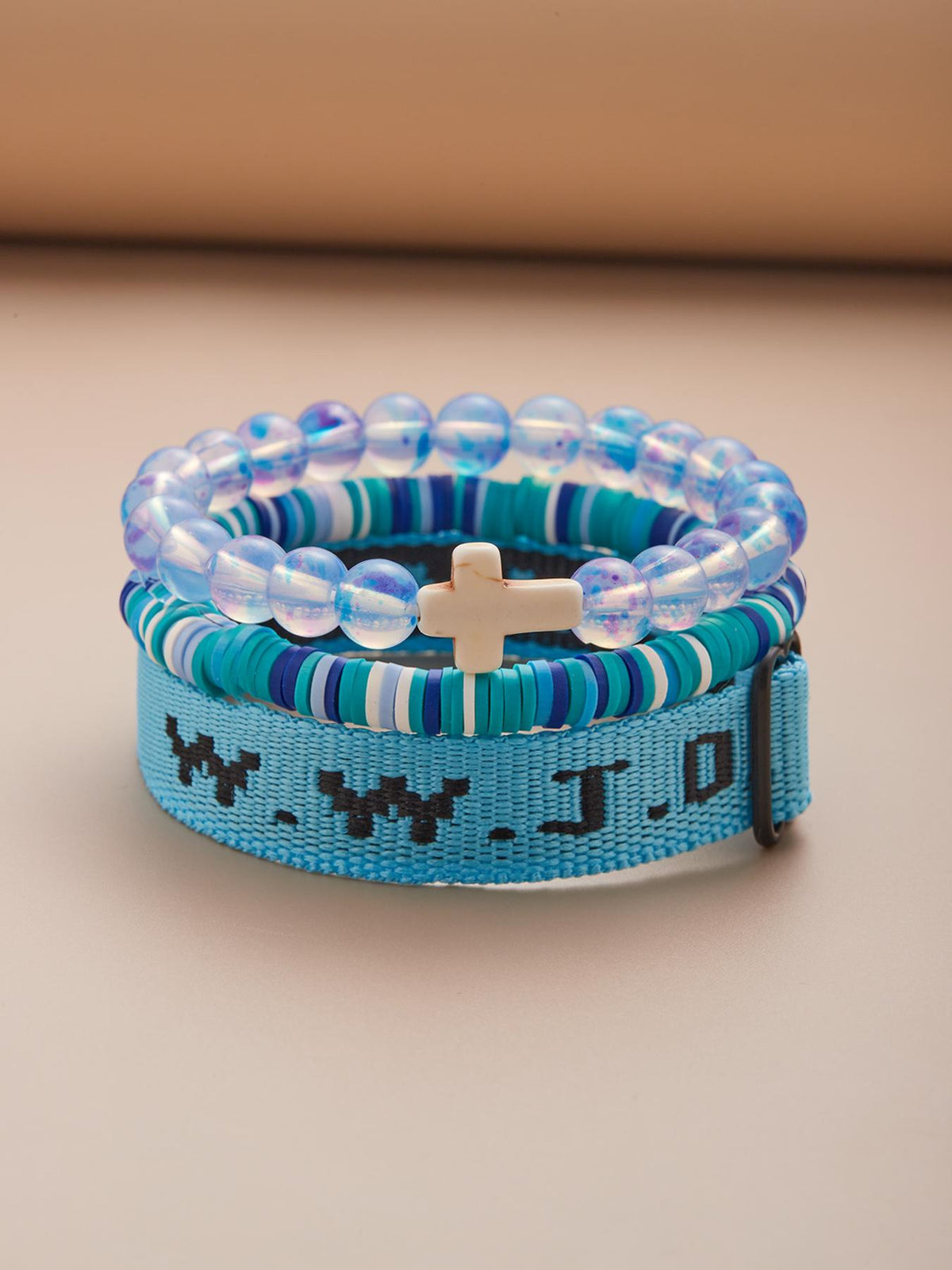 Wwjd Beaded Bracelet With Cross Charm, Exquisite Religious Jewelry Gift For Birthday, Cross Bracelets