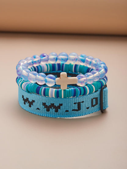 Wwjd Beaded Bracelet With Cross Charm, Exquisite Religious Jewelry Gift For Birthday, Cross Bracelets