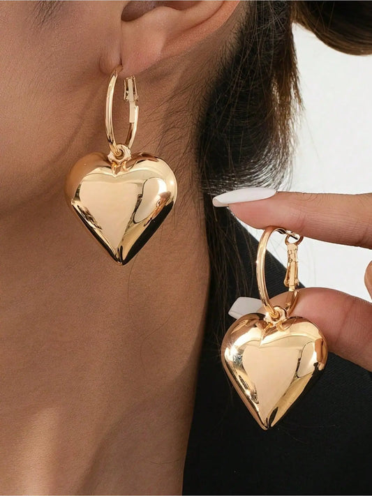Vintage Heart-Shaped Gold/silver Color Geometric Earrings, Boho Drop Earrings for Women, Cute Earrings, Perfect for Daily Wear and Special Occasions