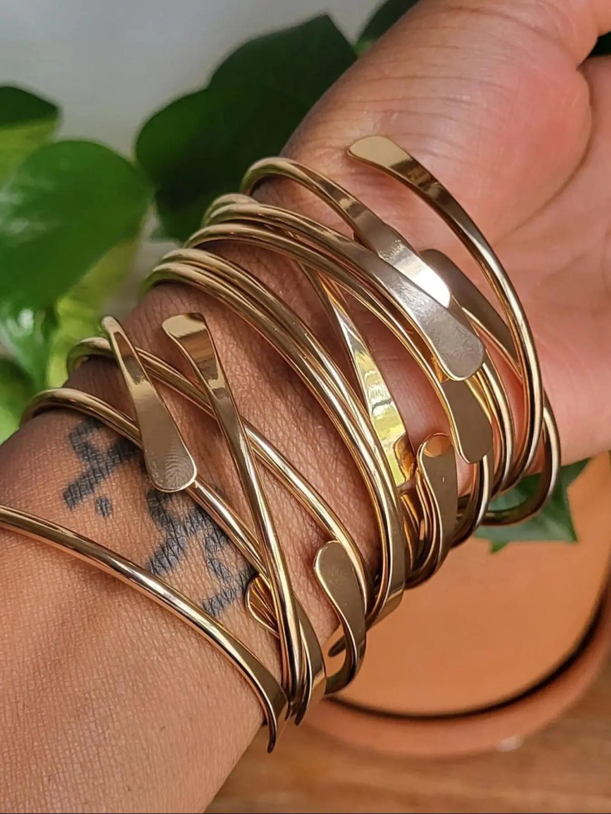 Vintage Bohemian Style Open Cuff Bangle, Fashionable Adjustable Stackable Bracelet for Women & Men, Trendy All-Match Exquisite Jewelry, Birthday Gift Set, Cuff Bangles Bracelets