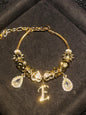 Women's Gold Tone Mixed Charm Beaded Bracelet A Z Initial Letters Available, Fashion Costume Jewelry Gift