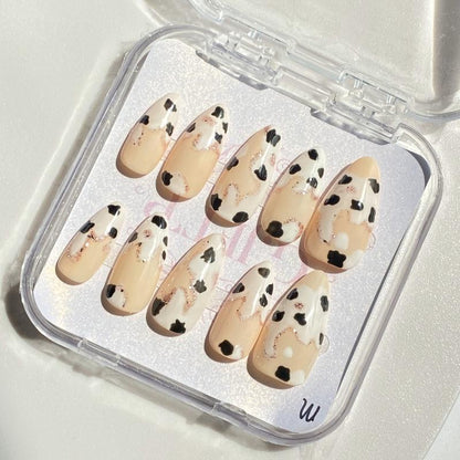 10Pcs Handmade Press On Nails Reusable Medium Handmade Acrylic Press Nails New Summer Collection, Cute Elegant Luxury Cat Eye Design, Ocean Inspired, High Quality Soft Sophisticated Look for Women Nail Art