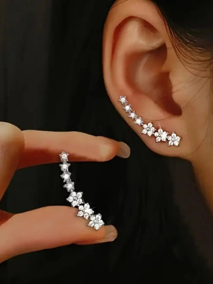 Elegant Fashionable Rhinestone Decorated Daily Gift Earrings for Women & Girls, Trendy All-match & Exquisite Jewelry for Birthday Gifts