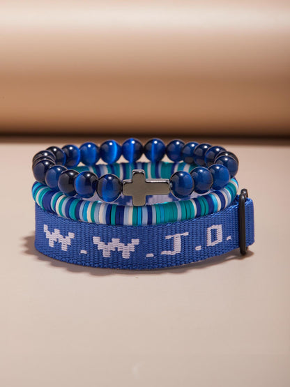 Wwjd Beaded Bracelet With Cross Charm, Exquisite Religious Jewelry Gift For Birthday, Cross Bracelets