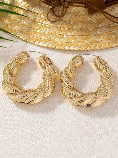 Fashion Classic Twist Rope Alloy Earrings, Fashionable Hoop Shape Earrings for Women, Perfect for Daily Wear and Holidays, Stylish and Unique Jewelry Accessories