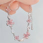 1pc Women's Pink Cherry Blossom Chain Bracelet, Fashionable, Cute, and Exquisite Adjustable Square Petal Cherry Blossom Bracelet, Ideal Holiday Gift