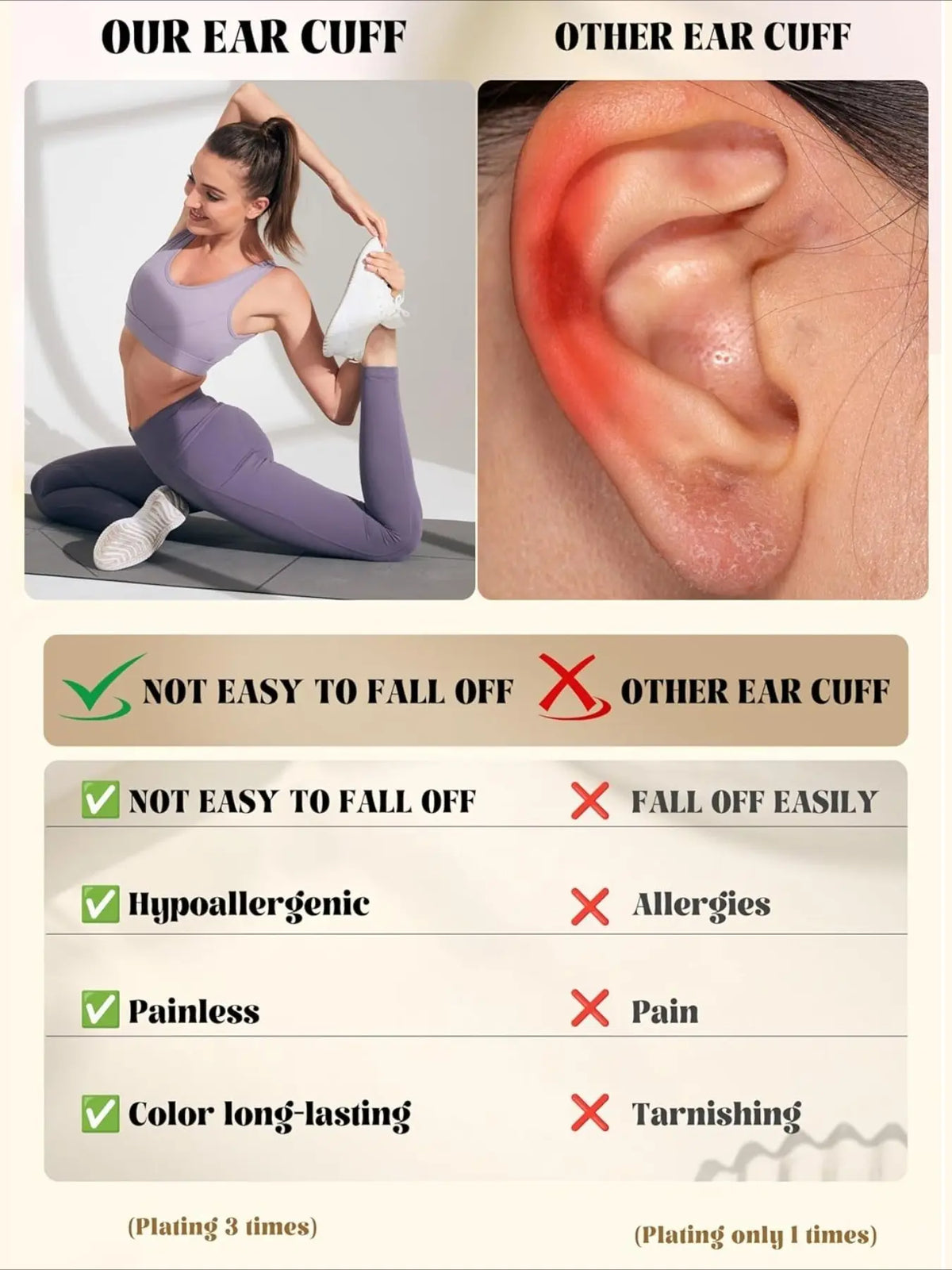 3 Pieces Ear Cuff Earrings for Women Earcuffs Gold/Silver Adjustable Clip On Earrings Fake Earrings, Non Pierced Jewelry, Cartilage Helix Wrap Earring Set