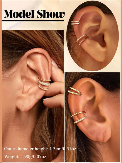 3 Pieces Ear Cuff Earrings for Women Earcuffs Gold/Silver Adjustable Clip On Earrings Fake Earrings, Non Pierced Jewelry, Cartilage Helix Wrap Earring Set