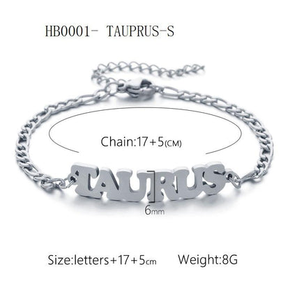 Women's 3:1 Fergal Constellation Bracelets for Women - Hypoallergenic Tarnish Proof Stainless Steel, Waterproof, English Letter Accents, Golden & Silvery Metal Chain Link, Zodiac Signs Female All Seasons Daily Wear Costume Jewelry