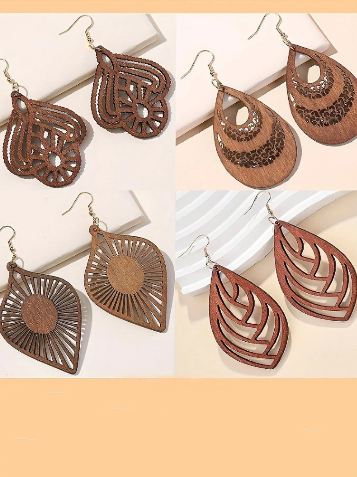 Boho Style Hollow Out Leaf & Water Drop Design Dangle Earrings, Bohemian Earrings, Fashion Jewelry for Party, Daily Clothing Decor, Trendy All-match & Exquisite Jewelry for Birthday Gift, Trendy Fashionable Accessories