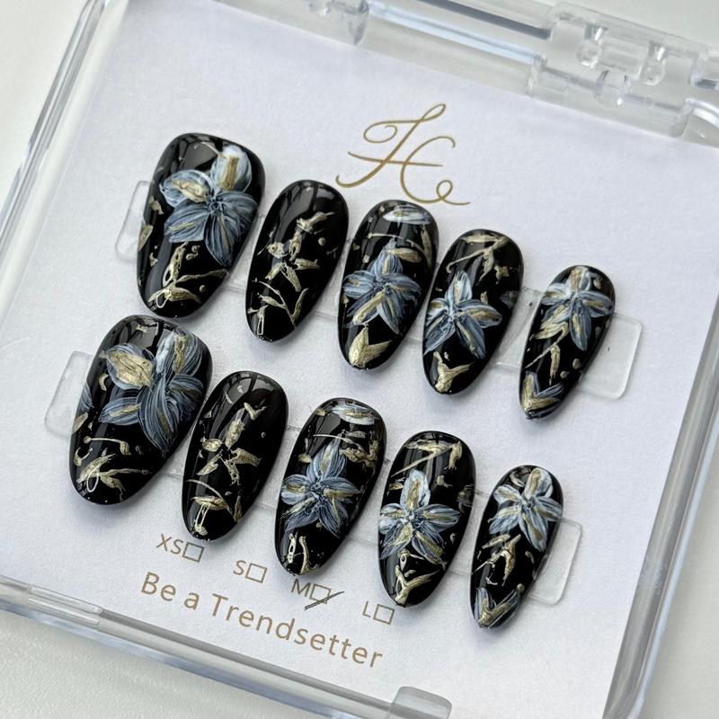10Pcs Handmade Press On Nails Reusable Medium Handmade Acrylic Press Nails New Summer Collection, Cute Elegant Luxury Cat Eye Design, Ocean Inspired, High Quality Soft Sophisticated Look for Women Nail Art