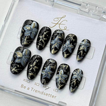 10Pcs Handmade Press On Nails Reusable Medium Handmade Acrylic Press Nails New Summer Collection, Cute Elegant Luxury Cat Eye Design, Ocean Inspired, High Quality Soft Sophisticated Look for Women Nail Art