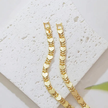 14K Gold Plated Double Row Cuban Link Bracelet for Women, Smooth Polished Heart Charm Chain Bracelet, Chunky Stackable Wrist Jewelry Gift for Birthday Valentine’s Day