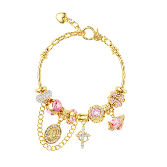 Tewiky Gold & Silver Aurora Multi-Element Snake Chain Bracelet for Women, Two-Tone Dainty Charm Bracelet, Trendy Daily Jewelry Gift For Easter