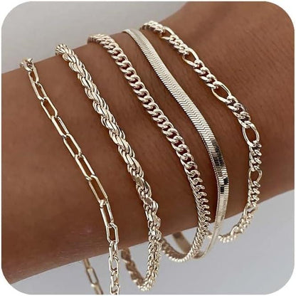 FREEKISS Bracelets For Women Jewelry Sets For Women Cute Tennis Bracelets For Fashion Cuban Link Paperclip Chain Dainty Bracelet Pack Gifts For Women Girls FallDealsForYou BlackFriday