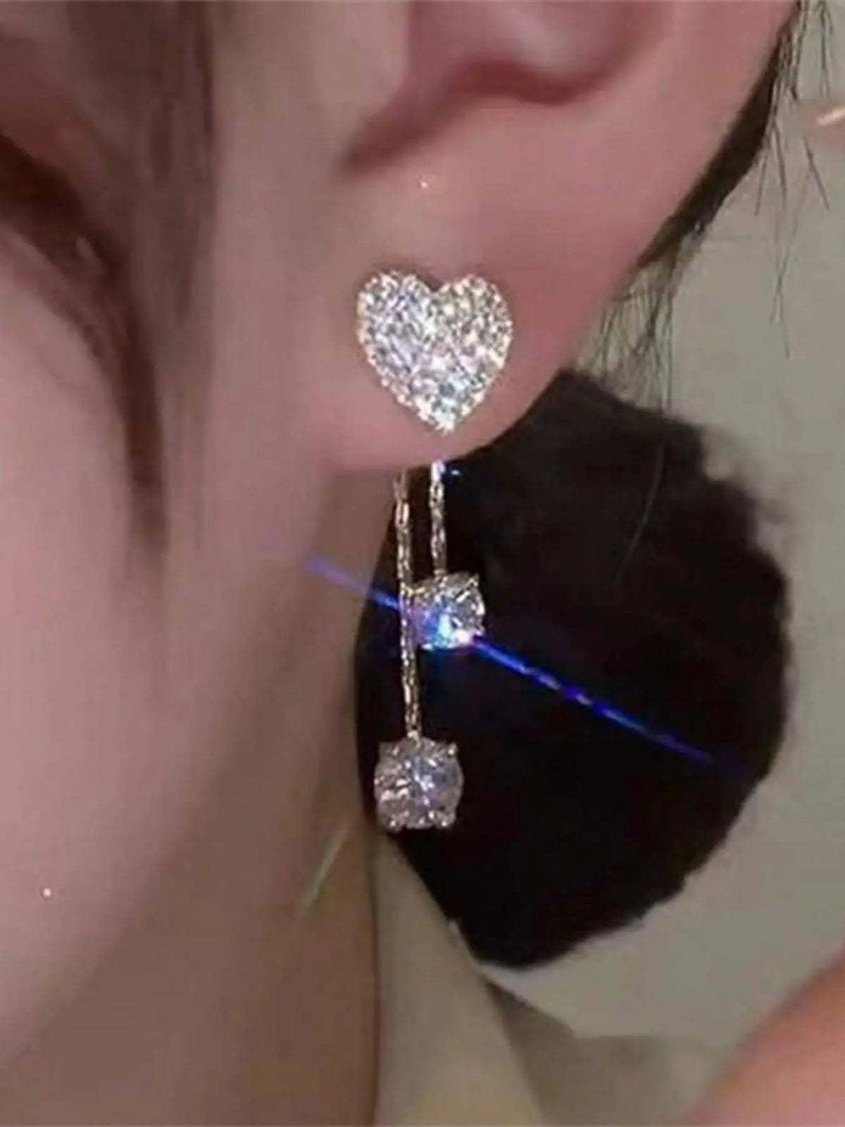 Heart Shaped Rhinestone Decorated Bling Earrings, Shining Earrings, Statement Earrings, Sparkling Ear Jewelry, Fashionable Jewelry for Women & Girls, Trendy All-match & Exquisite Jewelry for Birthday Gift