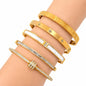5PCS Waterproof Titanium Steel Bracelet Set for Women, Rhinestone Stackable Bracelets, Fashion Jewelry, Minimalist Elegant Wrist Bracelets for Everyday Wear