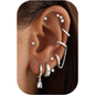 CASSIECA 8Pairs Earrings Stack Set for Women Gold Plated Hypoallergenic Chain Cartilage Pieces Silver Huggie Hoop Studs for Multiple Piercings Lightweight Jewelry For Women Sohochic